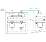 2 Pole 100 AMP Normally Closed Dimensional Drawing