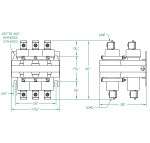 3 Pole 60 AMP Normally Closed Steel Strap Dimensional Drawing