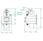 Single Pole 35 AMP Normally Closed T-Top Dimensional Drawing