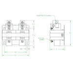 2 Pole 35 AMP Normally Closed T-Top Steel Strap Dimensional Drawing