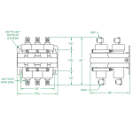 3 Pole 35 AMP Normally Closed Steel Strap Dimensional Drawing