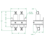 L 2 Pole 60 AMP Normally Open Dimensional Drawing