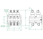 3 Pole 60 AMP Normally Open Steel Strap Dimensional Drawing