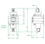 Single Pole 60 AMP Normally Closed Dimensional Drawing