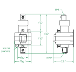 Single Pole 60 AMP Normally Open Dimensional Drawing