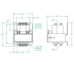 3 Pole 30 AMP Normally Open Universal Backplate Dimensional Drawing